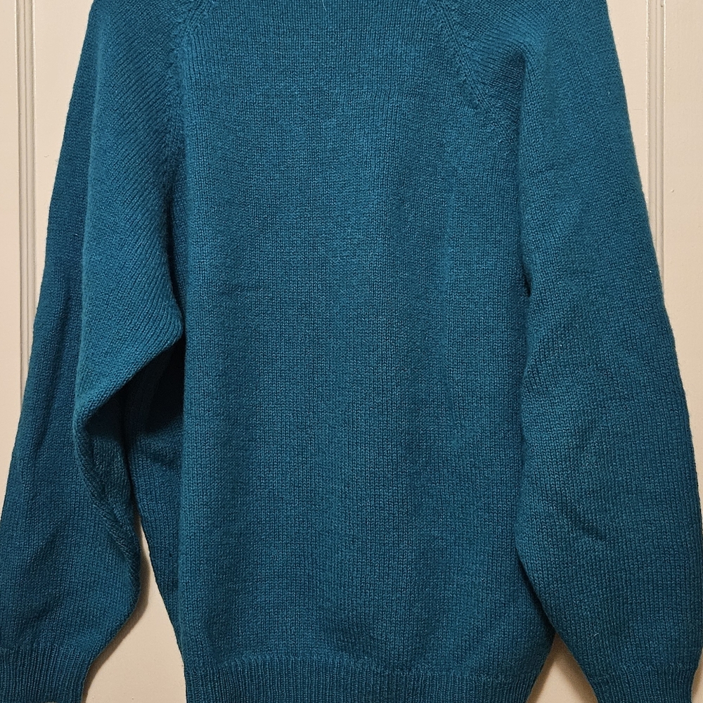 Vintage 100% Wool Talbots Teal Sweater - Picture 3 of 5
